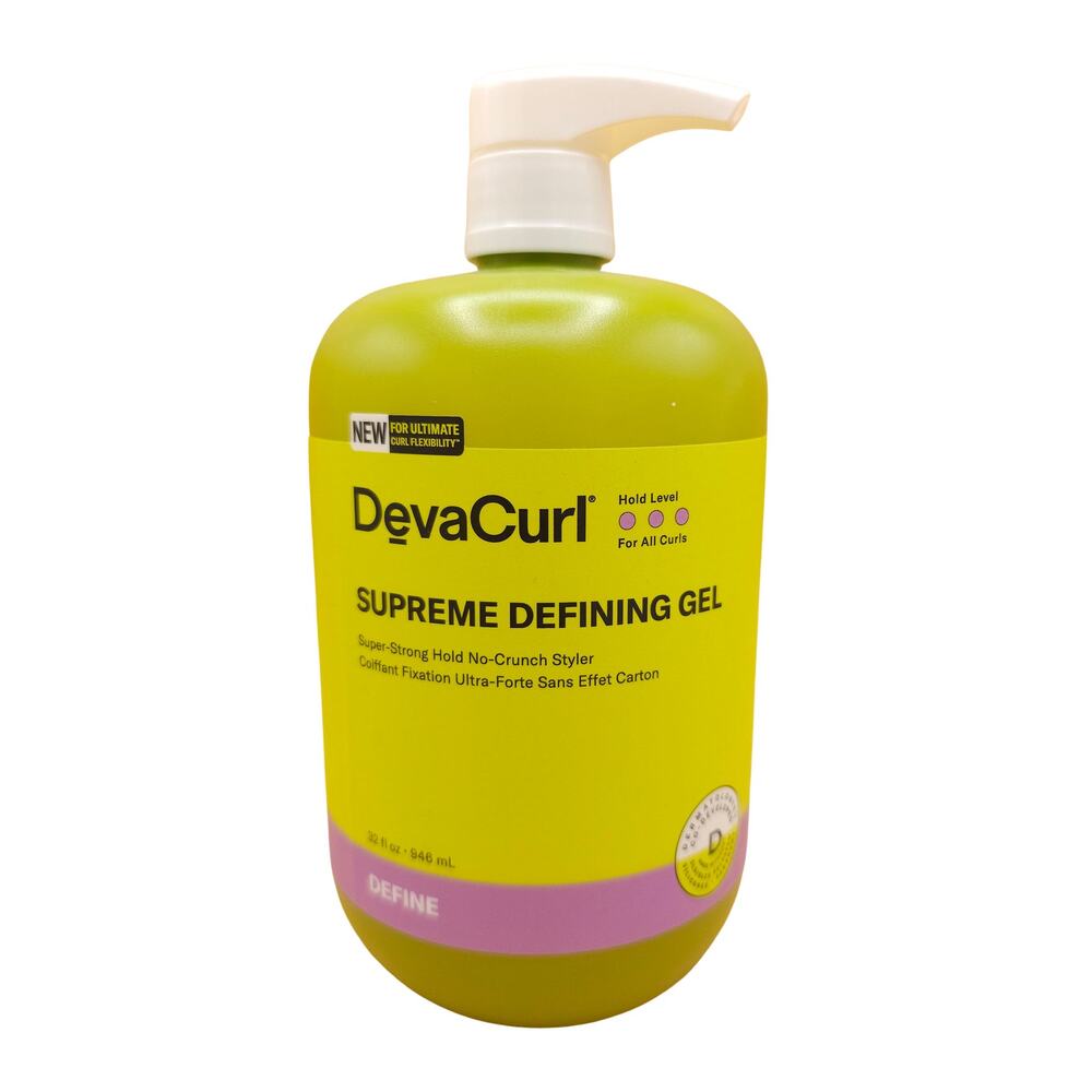 DevaCurl Supreme Defining Gel 32 oz - Strong Hold, No-Crunch Styler Pump Top